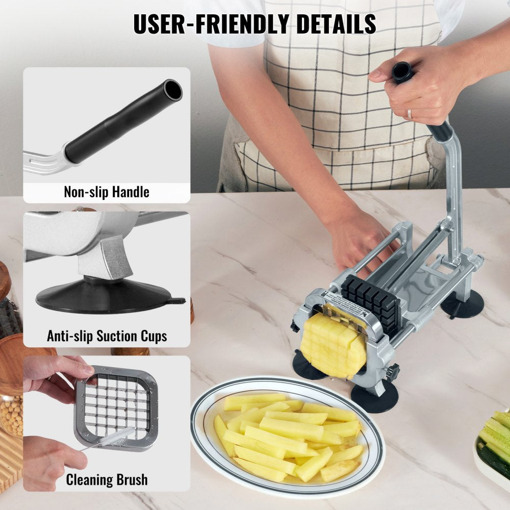 AY420-2 - Durable Aluminum French Fry Cutter with 2 Blade Sizes