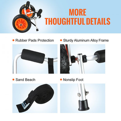 010305324114 - 250 lbs Kayak Trolley Cart with Foldable Design & Solid Tires