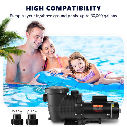 VVPS220BUS - 2.0HP VEVOR Pool Pump, 5520 GPH, Quiet Operation