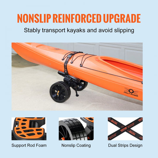 010205159227 - Heavy Duty Kayak Cart with 10'' Tires, 320 lbs Capacity