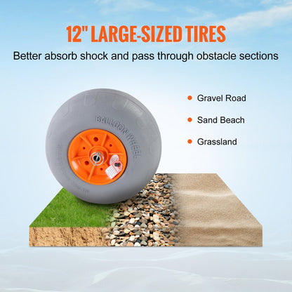 010695142690 - Foldable Kayak Cart with 12" Tires, 350 lb Capacity