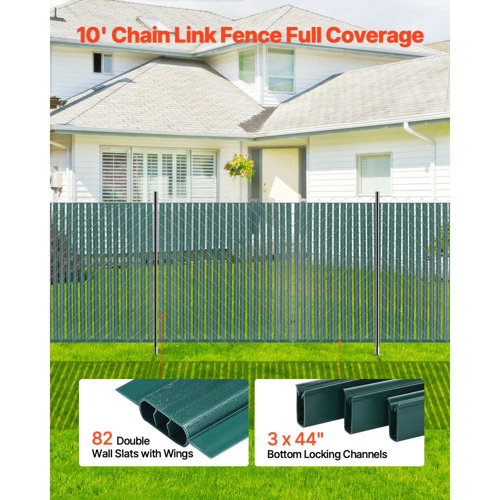 PE FENCE 006 - 44.5" Durable HDPE Privacy Slats for 4' Chain Link Fences