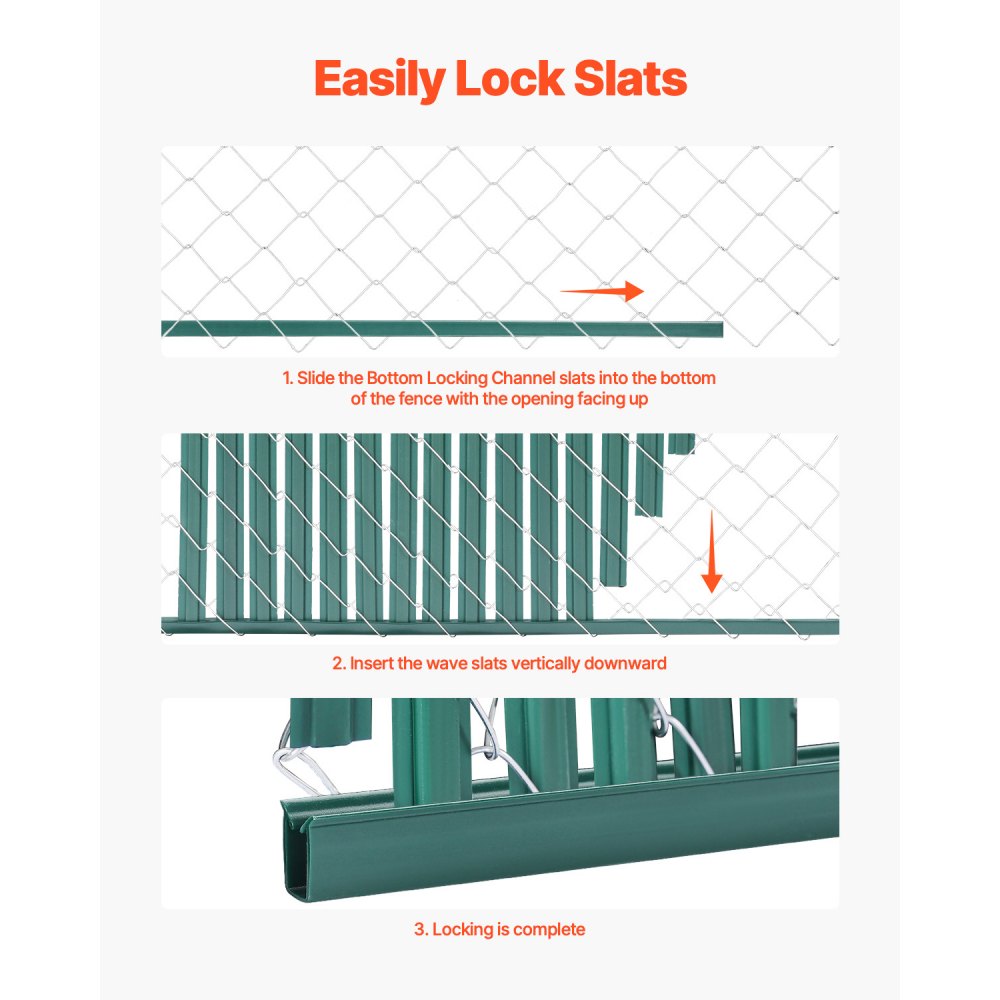 PE FENCE 006 - 44.5" Durable HDPE Privacy Slats for 4' Chain Link Fences