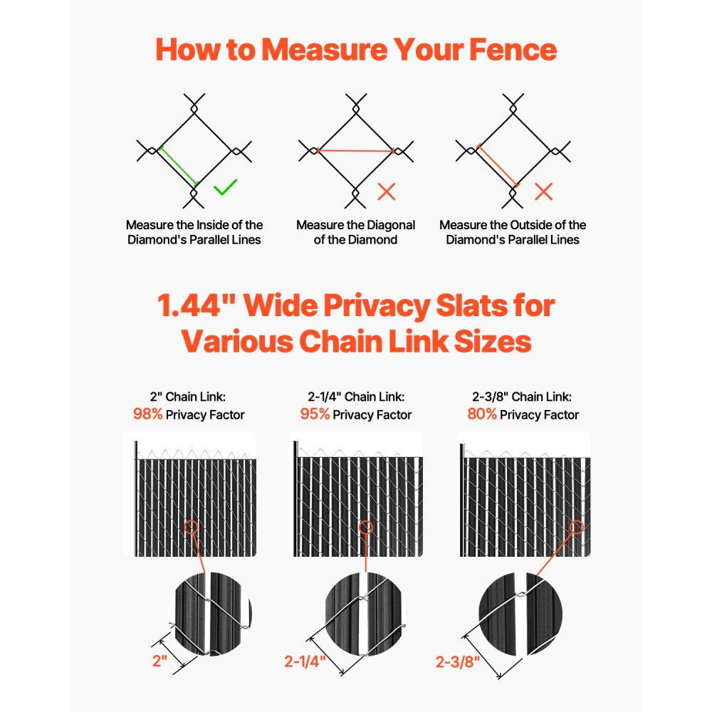 PE FENCE 008 - 92.5" HDPE Chain Link Slats for 8' Privacy Fencing
