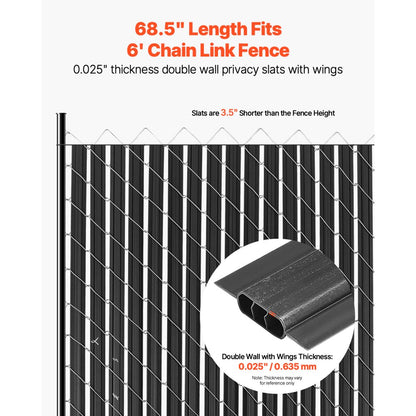 PE FENCE 007 - 68.5" HDPE Chain Link Slats for 6' High Fence Privacy