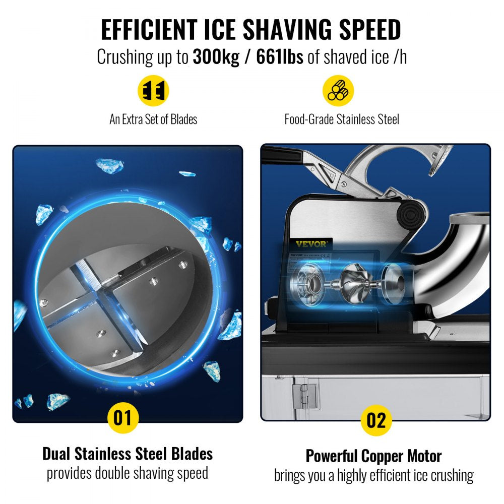 BY-300XTD - Electric Ice Shaver, 300W Motor, Crushes 396.8 lbs/hour