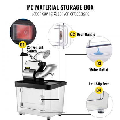 BY-300XTD - Electric Ice Shaver, 300W Motor, Crushes 396.8 lbs/hour