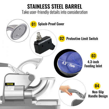 BY-300XTD - VEVOR 110V Ice Crusher, 396.8 lbs/hr, Dual Stainless Steel Blades