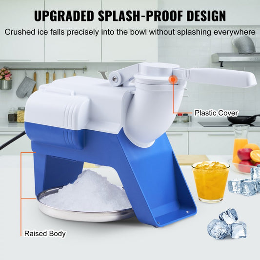 BY-180 - 176lbs/hr Electric Ice Crusher with 2 Blades and Splash-Proof Design