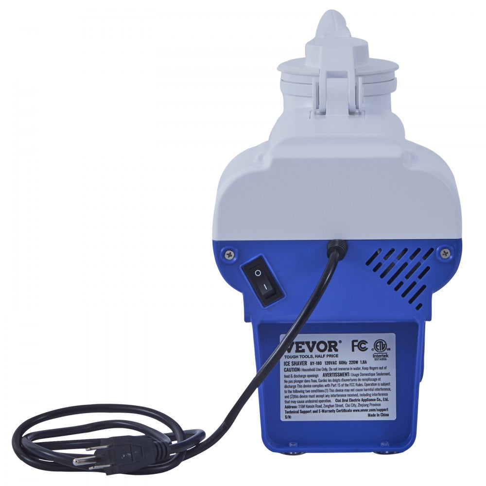 BY-180 - 176lbs/hr Electric Ice Crusher with 2 Blades and Splash-Proof Design