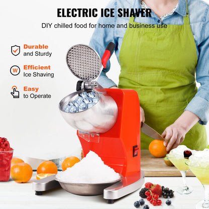 BY-300FS - 220 lbs/hr Stainless Steel Ice Crusher for Perfect Snow Cones