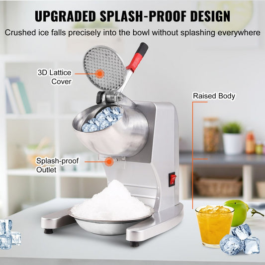 BY-300FS - High-Speed Electric Ice Crusher for Snow Cones & Drinks, 220 lbs/hr