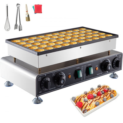 010129360876 - 50-Pancake Stainless Steel Poffertjes Maker with Adjustable Temperature