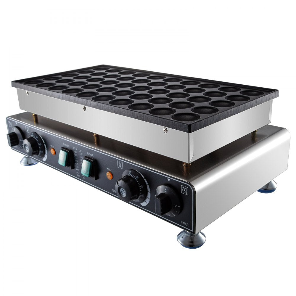 010129360876 - 50-Pancake Stainless Steel Poffertjes Maker with Adjustable Temperature