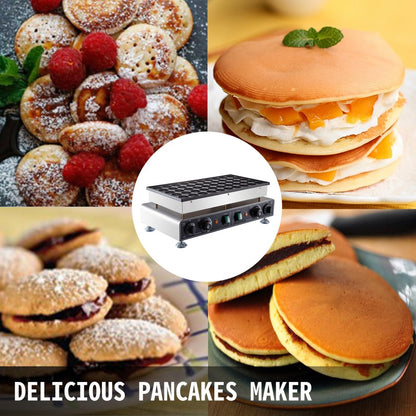 010129360876 - 50-Pancake Stainless Steel Poffertjes Maker with Adjustable Temperature