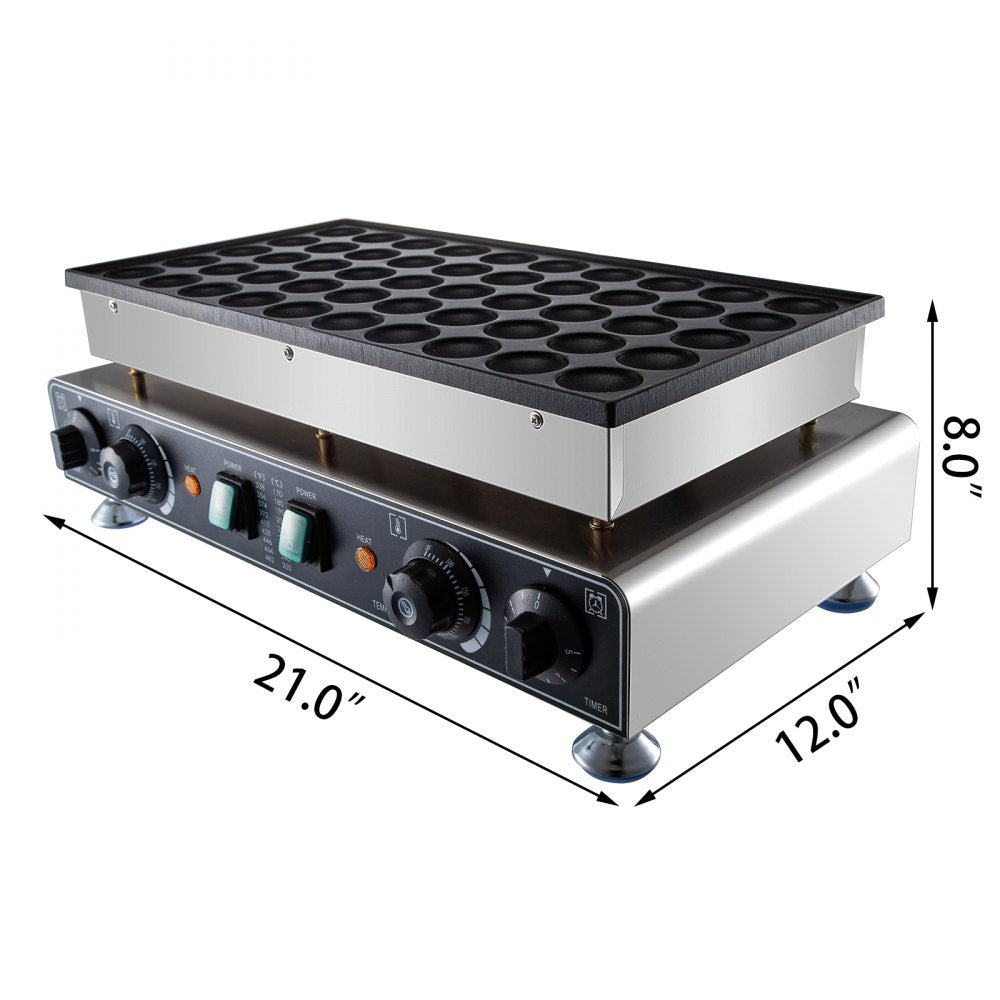 010129360876 - 50-Pancake Stainless Steel Poffertjes Maker with Adjustable Temperature