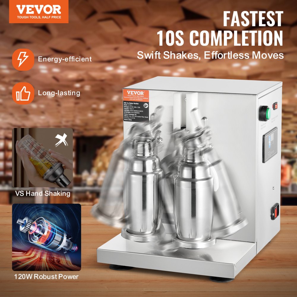 LJY120-2 - VEVOR 120W Dual Head Milkshake Maker with Adjustable Cup Holder
