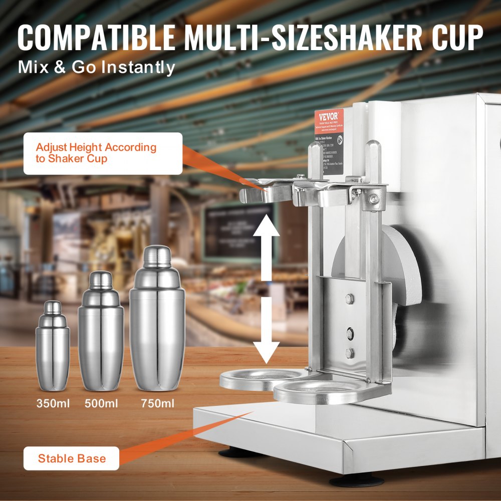 LJY120-2 - VEVOR 120W Dual Head Milkshake Maker with Adjustable Cup Holder