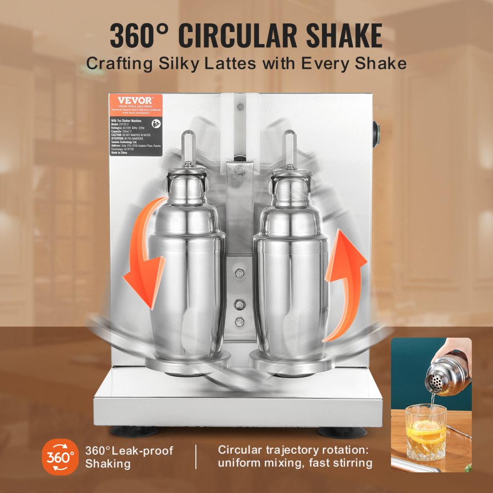 LJY120-2 - VEVOR 120W Dual Head Milkshake Maker with Adjustable Cup Holder