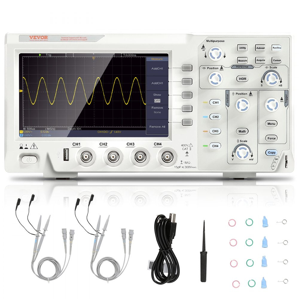 SDS1104 - 100MHz Digital Oscilloscope with 7-inch Display and 4 Channels