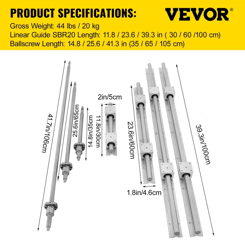 010559678448 - Complete Linear Rail Set with 3 Ballscrews and 12 Bearing Blocks