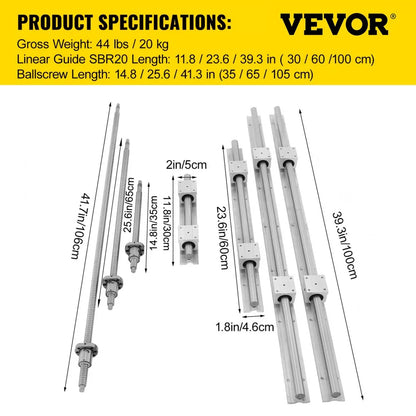 010559678448 - Complete Linear Rail Set with 3 Ballscrews and 12 Bearing Blocks
