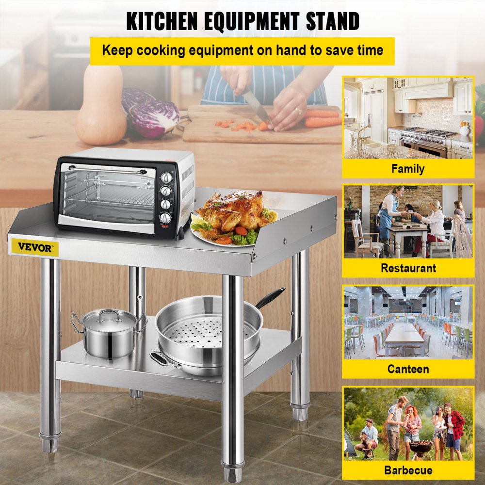 VV-ES-SS-2424 - Durable Stainless Steel Table with Adjustable Legs & 1000 lbs Capacity