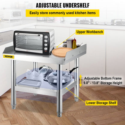 VV-ES-SS-2424 - Durable Stainless Steel Table with Adjustable Legs & 1000 lbs Capacity
