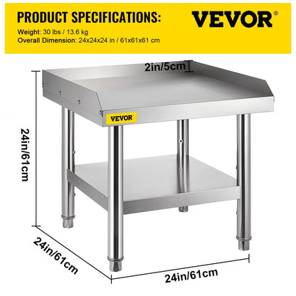 VV-ES-SS-2424 - Durable Stainless Steel Table with Adjustable Legs & 1000 lbs Capacity