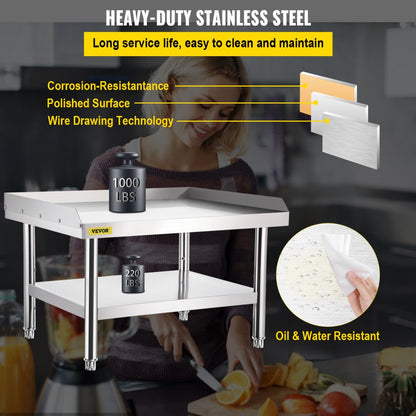 VV-ES-SS-4830 - Sturdy Stainless Steel Kitchen Stand, Supports 1000 lbs