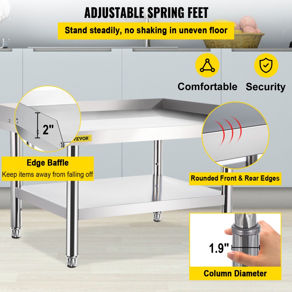 VV-ES-SS-4830 - Sturdy Stainless Steel Kitchen Stand, Supports 1000 lbs