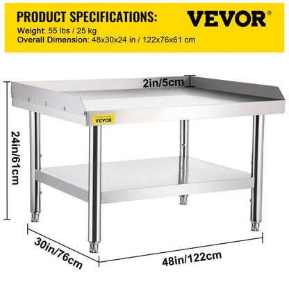 VV-ES-SS-4830 - Sturdy Stainless Steel Kitchen Stand, Supports 1000 lbs
