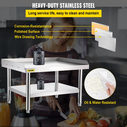 VV-ES-SS-6030 - Durable Stainless Steel Kitchen Equipment Table with Adjustable Legs