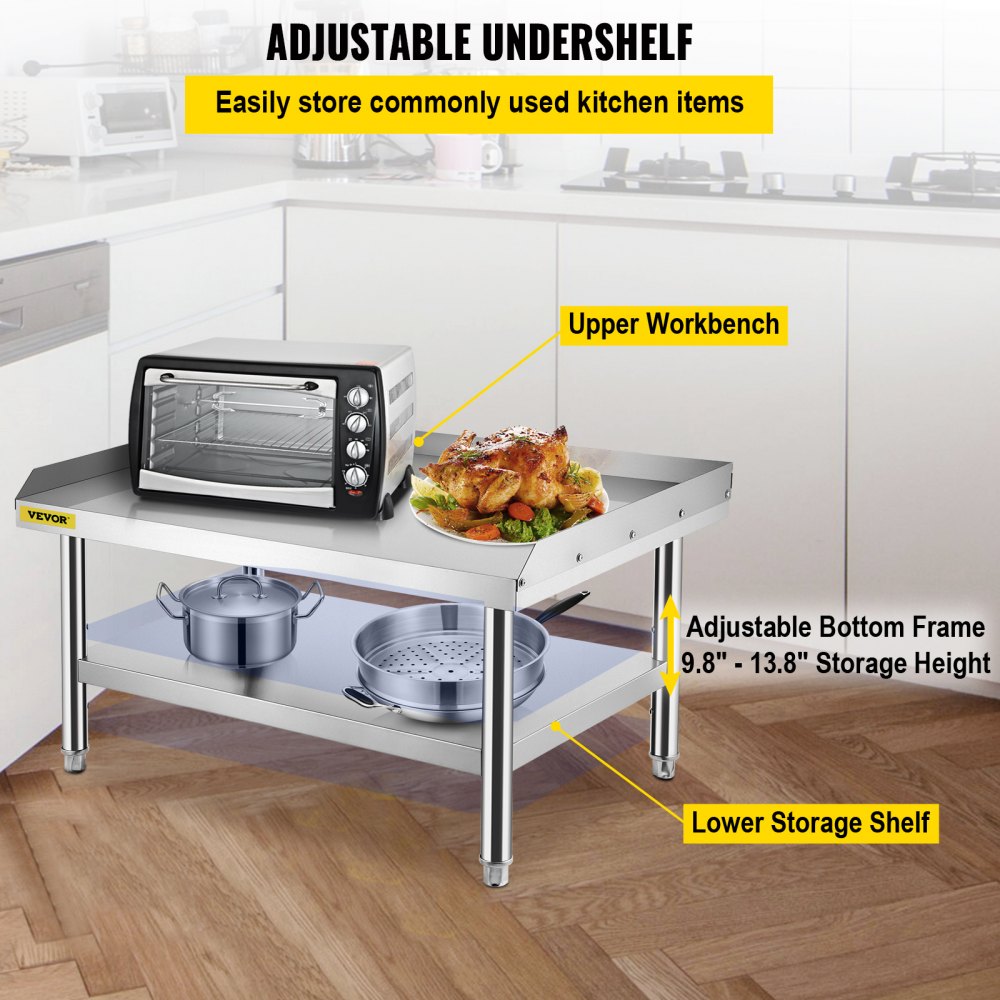 VV-ES-SS-6030 - Durable Stainless Steel Kitchen Equipment Table with Adjustable Legs