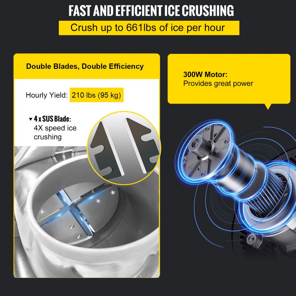 BY-300FD - 300W Electric Ice Shaver for 210 lbs/hour Snow Ice