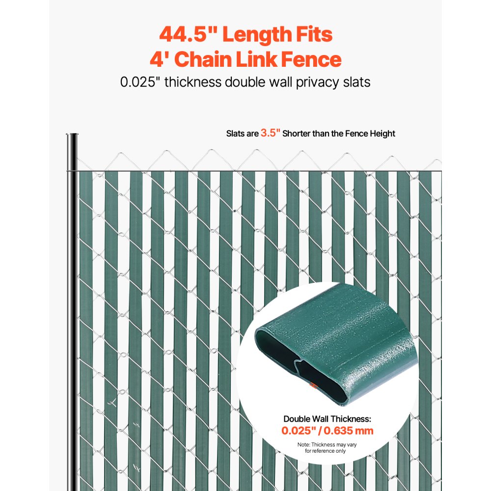 PE FENCE 004 - 44.5" Durable Privacy Slats for 4' Chain Link Fence