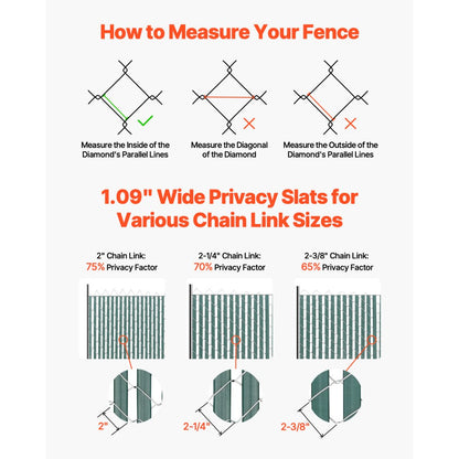 PE FENCE 004 - 44.5" Durable Privacy Slats for 4' Chain Link Fence