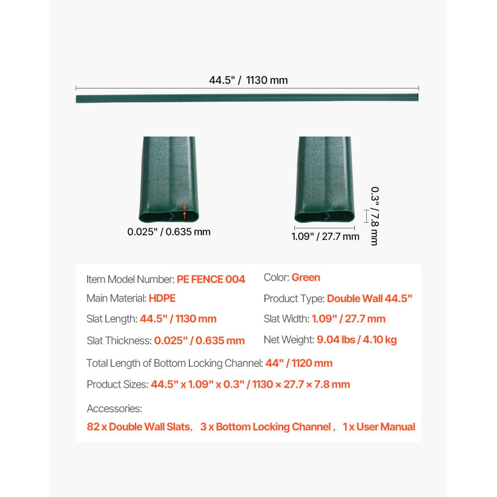 PE FENCE 004 - 44.5" Durable Privacy Slats for 4' Chain Link Fence