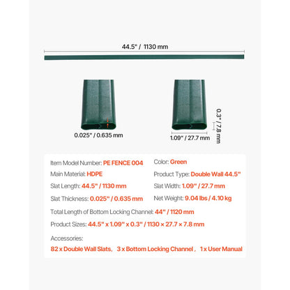 PE FENCE 004 - 44.5" Durable Privacy Slats for 4' Chain Link Fence