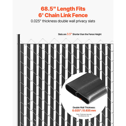PE FENCE 005 - 68.5" HDPE Privacy Slats for 6' Chain Link Fences