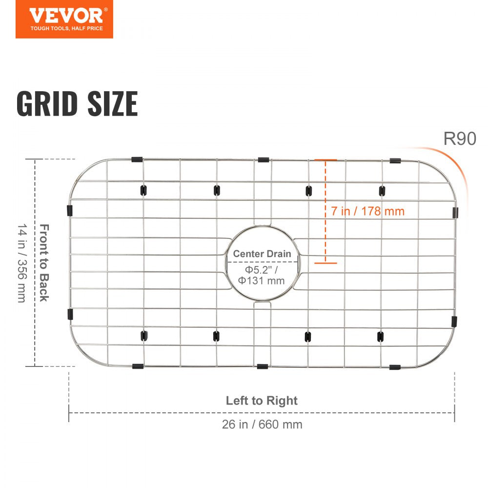 KM-BHQ-2302-SKU3 - 26" Stainless Steel Sink Protector Grid & Drying Rack