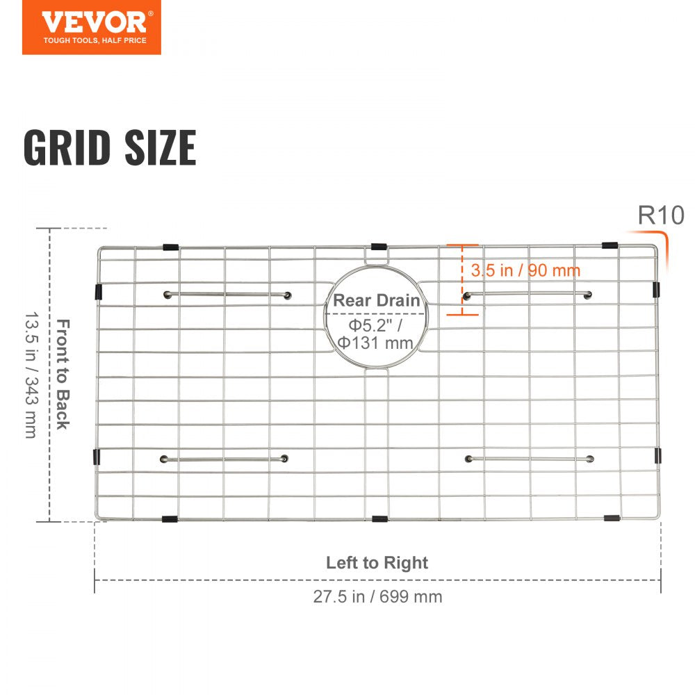 KM-BHQ-2302-SKU2 - Stainless Steel Sink Protector Grid 27.5" x 13.5"