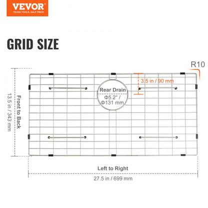 KM-BHQ-2302-SKU2 - Stainless Steel Sink Protector Grid 27.5" x 13.5"