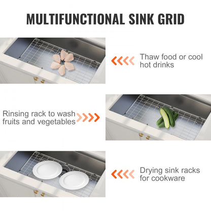 KM-BHQ-2302-SKU2 - Stainless Steel Sink Protector Grid 27.5" x 13.5"