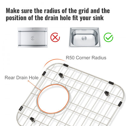 KM-BHQ-2302-SKU5 - 2PCS Stainless Steel Sink Protector Grid, 13.3"x11.6"