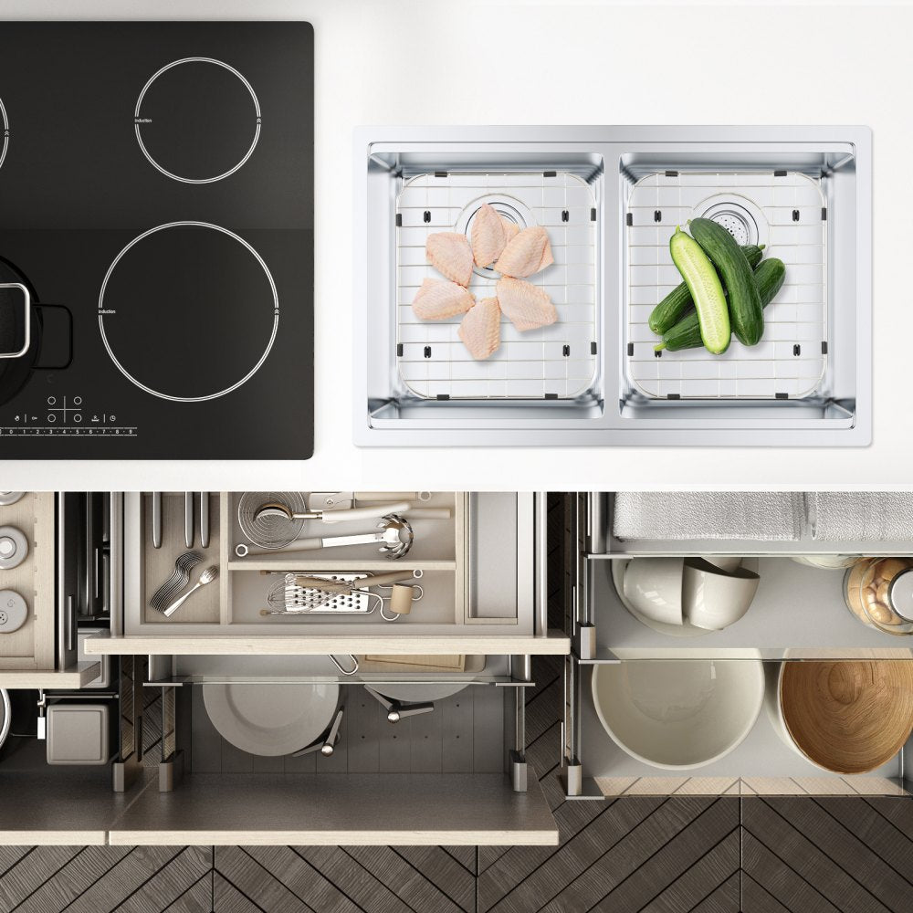 KM-BHQ-2302-SKU5 - 2PCS Stainless Steel Sink Protector Grid, 13.3"x11.6"