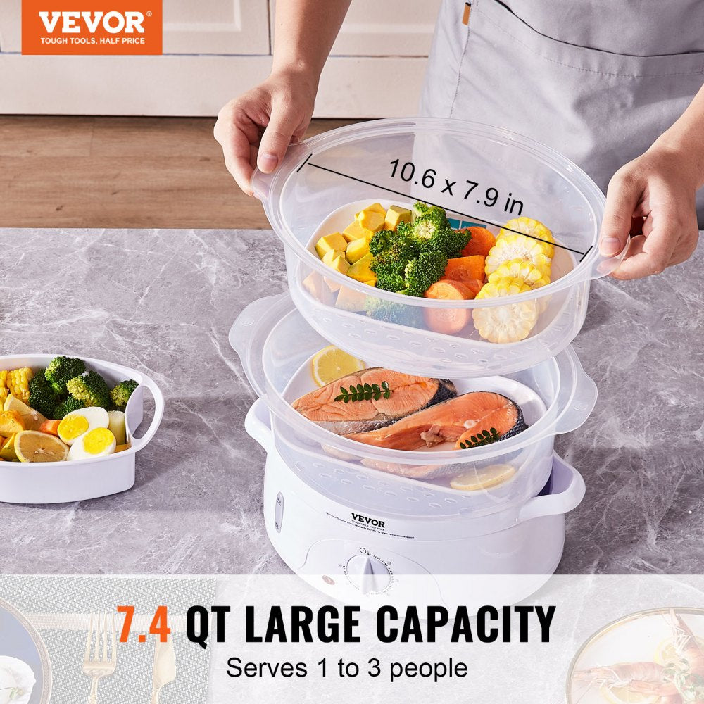 HY-4401 - 7.4QT VEVOR Electric Steamer with 2-Tier Trays and Auto Shut-Off