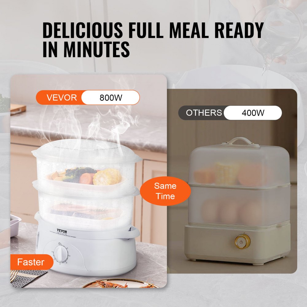HY-4401 - 7.4QT VEVOR Electric Steamer with 2-Tier Trays and Auto Shut-Off