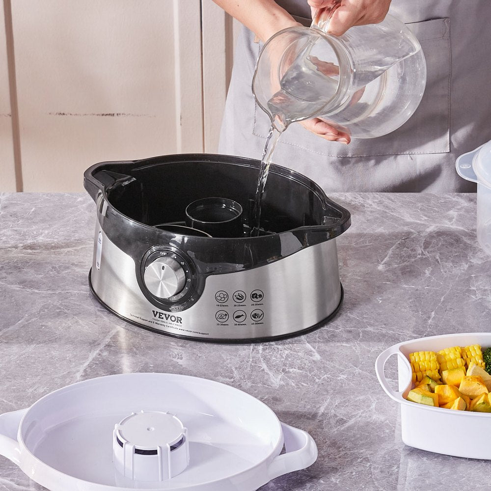 HY-4403NS - VEVOR 9.5L Electric Steamer with 3 Stackable Tiers & 60-Min Timer