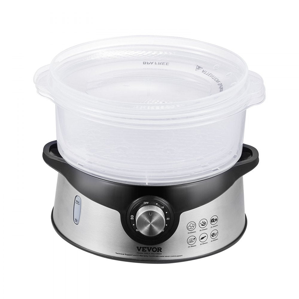 HY-4403NS - VEVOR 9.5L Electric Steamer with 3 Stackable Tiers & 60-Min Timer